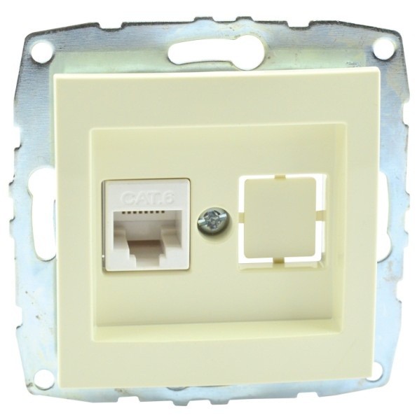 Розетка компьютерная механизм Rj45 Cat6 Mono Electric Despina/ Larissa крем 500-001705-125