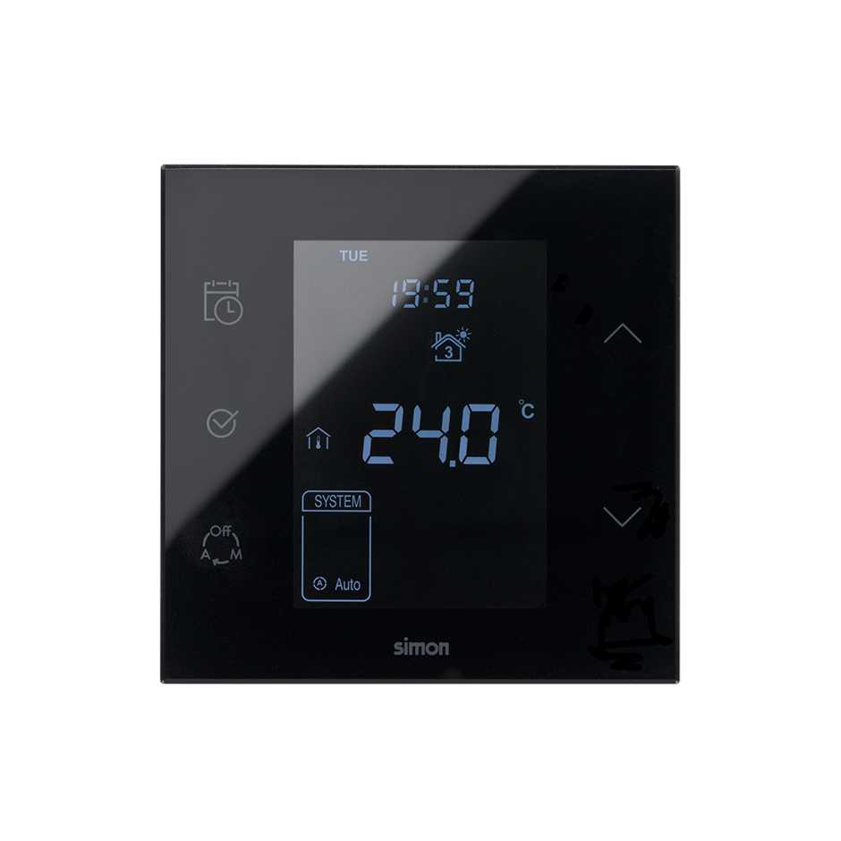 Simon 100 Черный глянец Термостат электронный Simon iO 10A 230В~