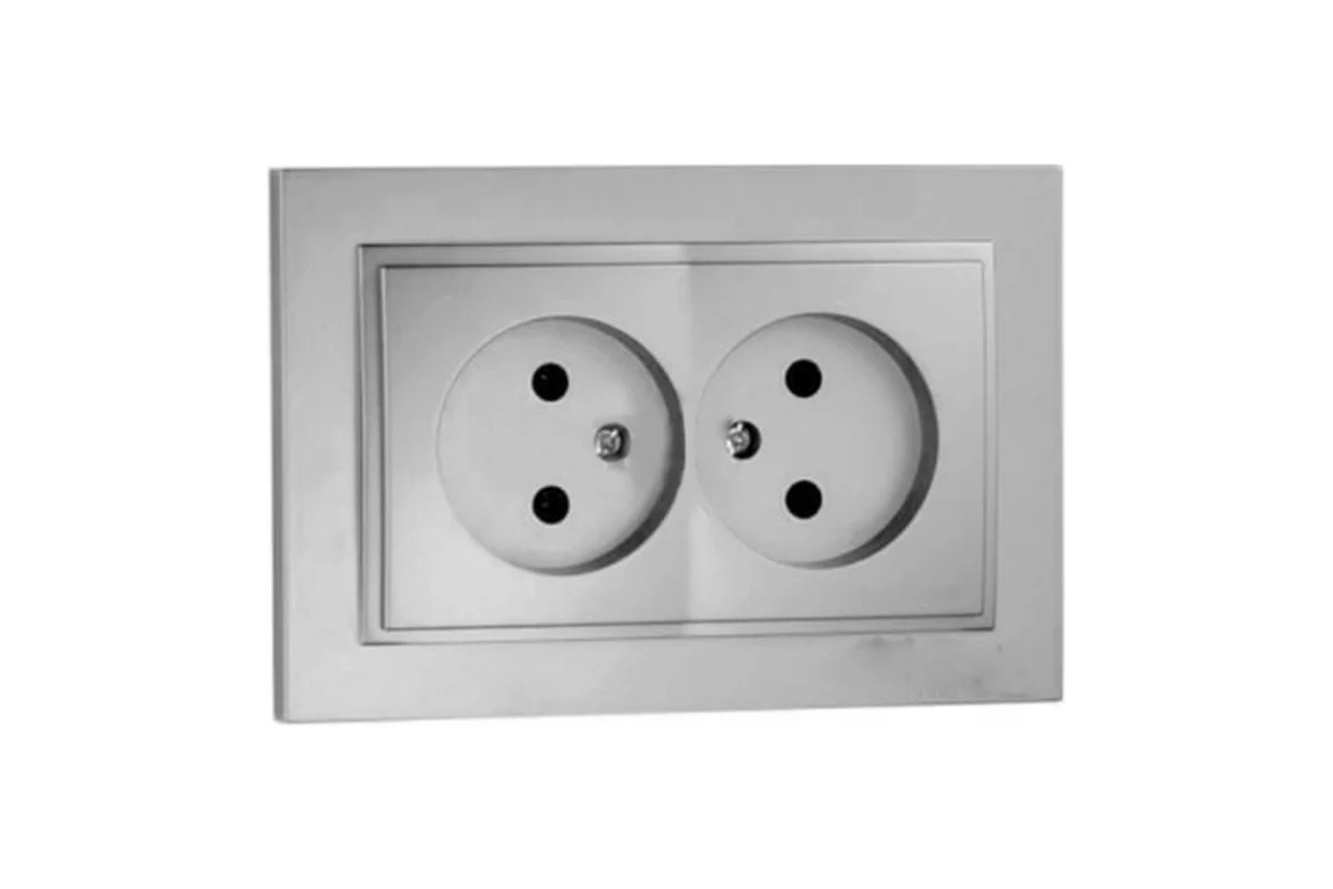 Розетка двойная механизм серебро Mono Electric Despina 102-212105-121