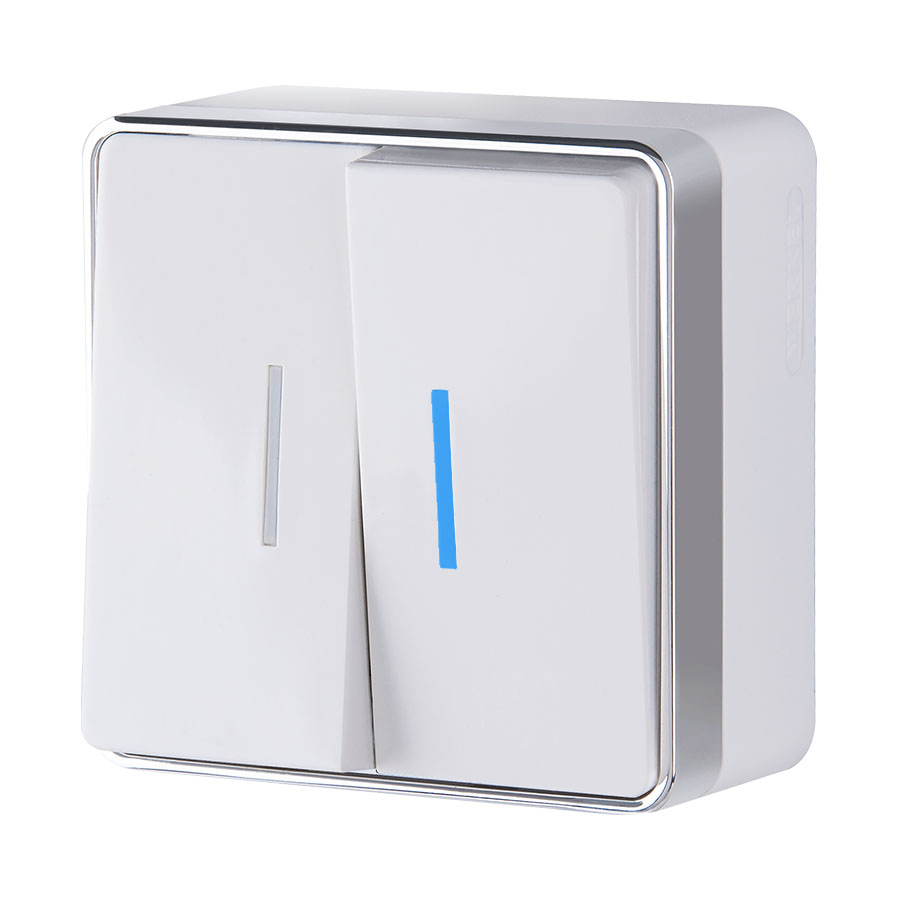 Выключатель двухклавишный с подсветкой Gallant белый W5020101