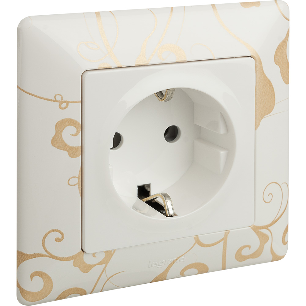 Механизм розетки 1-м СП Valena Life 16А IP2X 250В 2P+E безвинт. клеммы с лицев. панелью бел. Leg 753421