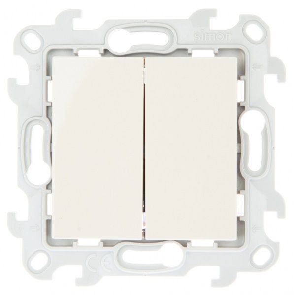 Simon 24 Слоновая Кость Двухклавишный кнопочный выключатель 10A 250В