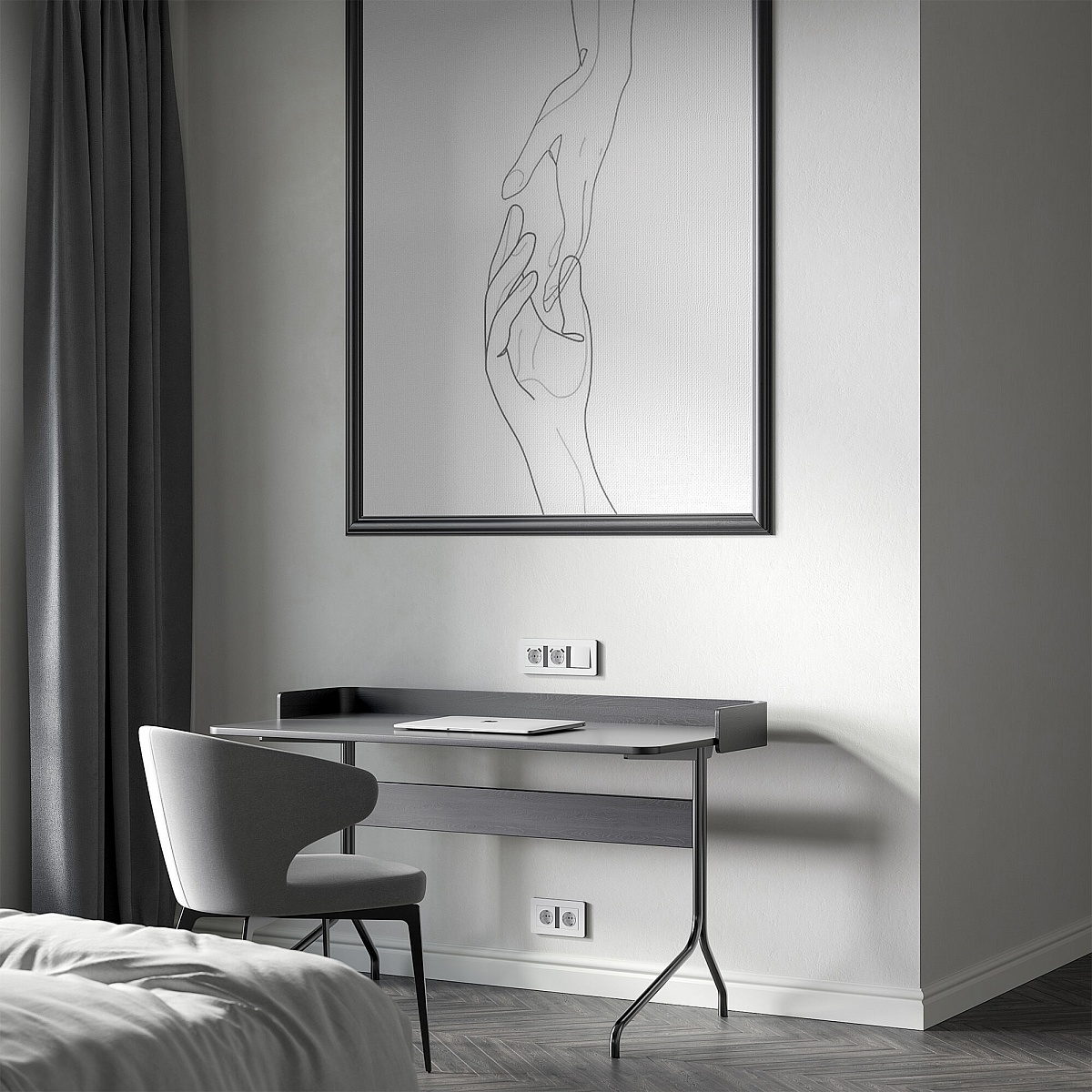 Рамка из поликарбоната на 3 поста Split белый/черный, soft-touch W0033068