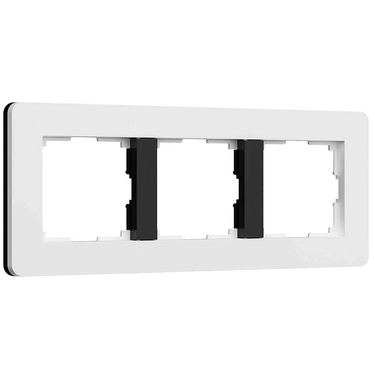 Рамка из поликарбоната на 3 поста Split белый/черный, soft-touch W0033068