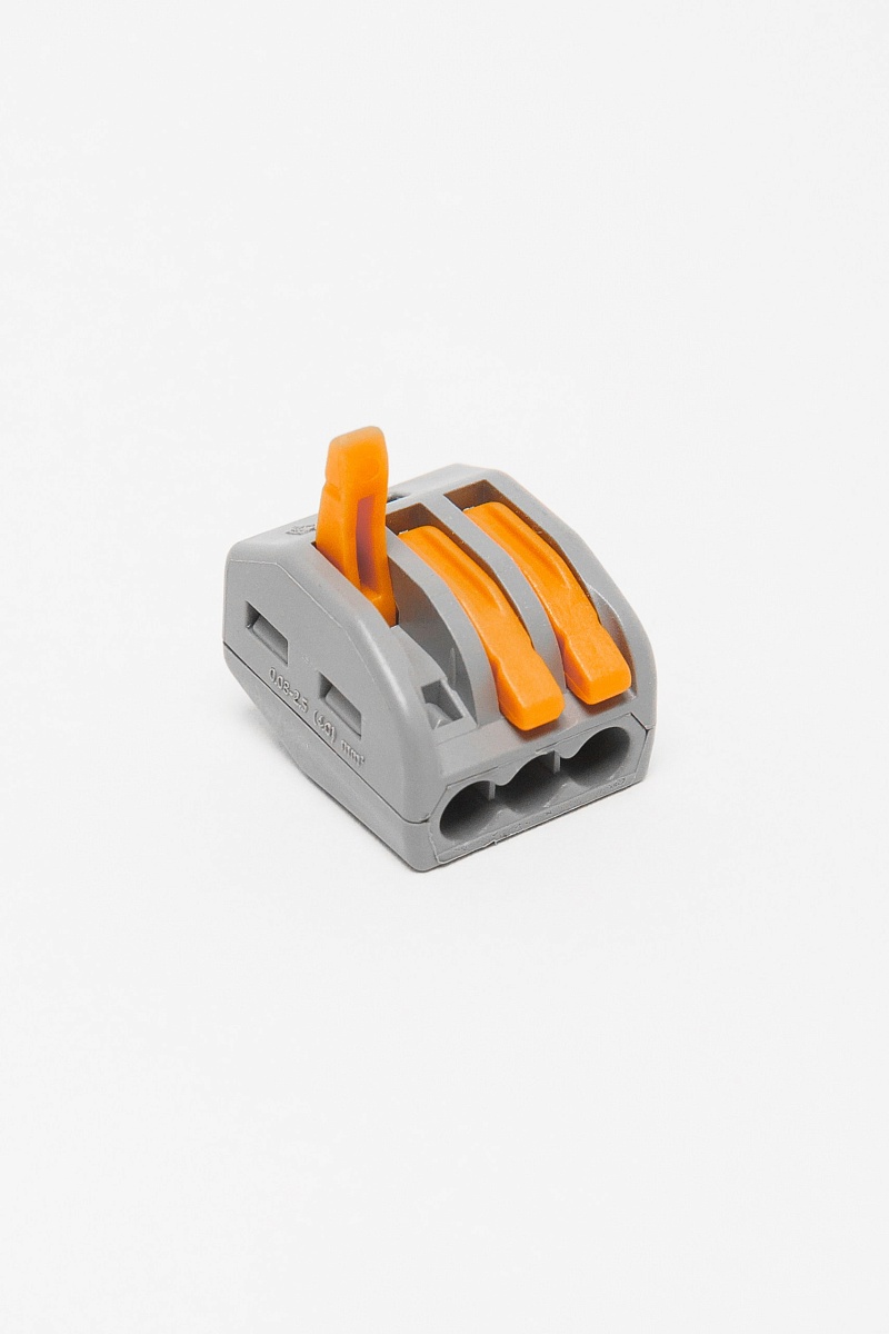 Клемма строительно-монтажная СМК 222-413 с рычагом 3 отверстий 0,08-2,5мм2 DYNEL DY-03-01-002