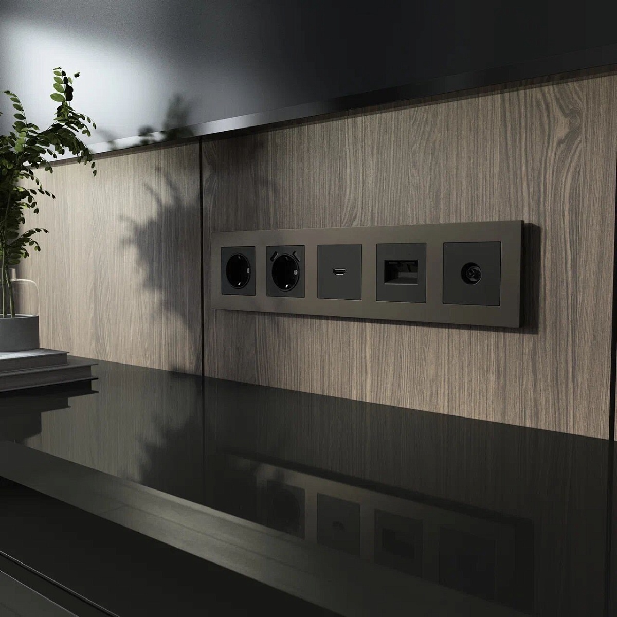 Рамка из поликарбоната на 5 постов Slab бронза софт W0052963