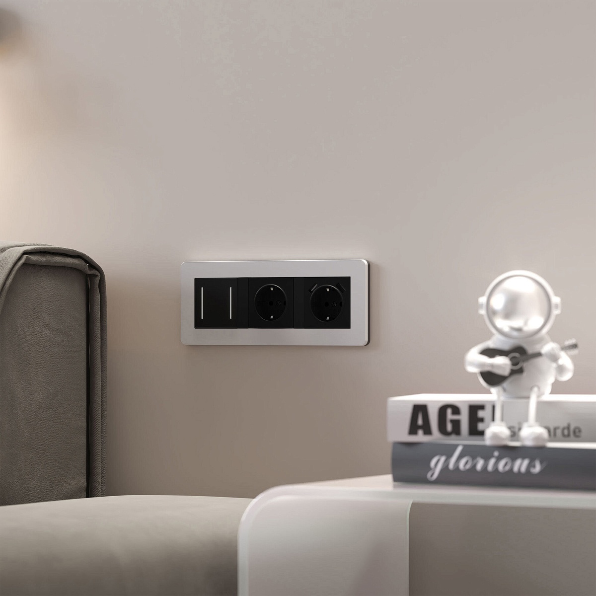 Рамка из поликарбоната на 3 поста Split белый/черный, soft-touch W0033068